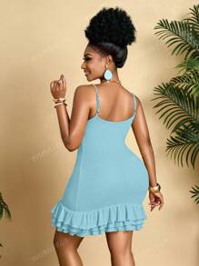 BIUBIU Vestido envolvente de cadera estrecha, de unicolor, sexy y de cuello halter bajo, talla grande, para mujer. Un básico para los viajes a Hawái, adecuado para citas de vacaciones