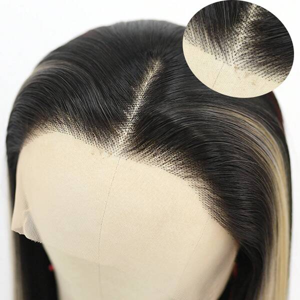 200% Density 26 Inch 13X4 HD Transparent Ombre Red And Blonde To Black Lace Front Wigs Long Straight Lace Frontal Wig Red Blonde Mixed Black Lace Front Hair Wig Silk Straight Black Colorful Hairpiece Closure Wig Synthetic Heat Resistant Fiber Hair 13*4 Lace Wigs