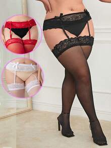 性感内衣女式连体裤袜性感蕾丝情趣新款高弹力加大码连裤袜（不含内裤） - 彩色 - 查看 1