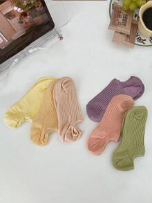 6 أزواج من الجوارب المخفية بألوان الماكرون، للاستخدام اليومي، جوارب كورية شعبية غير مرئية - متعدد الألوان - مشاهدة 2