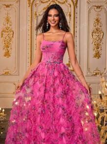 VIPGIRL New Elegant Evening Dress, With Spaghetti Straps, Perfect For Graduation, Prom, Bridesmaid, And Other Formal Occasions Wedding Guest Gown, For Dinner Party Dress