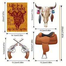 25pcs Wild West Cowboy Photo Props - Wild West Shape Elements Handheld Prop + Sponge Glue + Bamboo Stick Set, Suitable For Vintage Parties, Birthday Parties, Theme Events, Anniversaries, Horse Racing Events, Outdoor Gatherings, Wild Celebrations And More