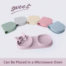 3pcs Toddler Plates Travel Essential On The Go,Baby Plates With Forks And Spoons Self Feeding 6 Months,Foldable,Silicone Feeding