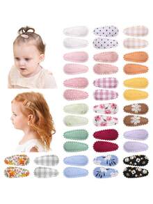 20 件迷你尺寸女婴可爱幼儿按扣发夹，带花朵图案 - 儿童 BB 夹布艺刺绣水滴夹、印花发夹婴儿刘海夹、头饰发饰约 3.81 厘米迷你发夹和配饰，适合女婴、婴儿、幼儿（款式随机）