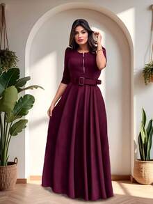 Long Dress Evangelical Fashion Casual Digital - Redwood - View 1
