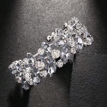 1pc Silver Rhinestone Cuff Bracelet, Exaggerated Open Design, Fashion Jewelry Accessory - Gold - View 7