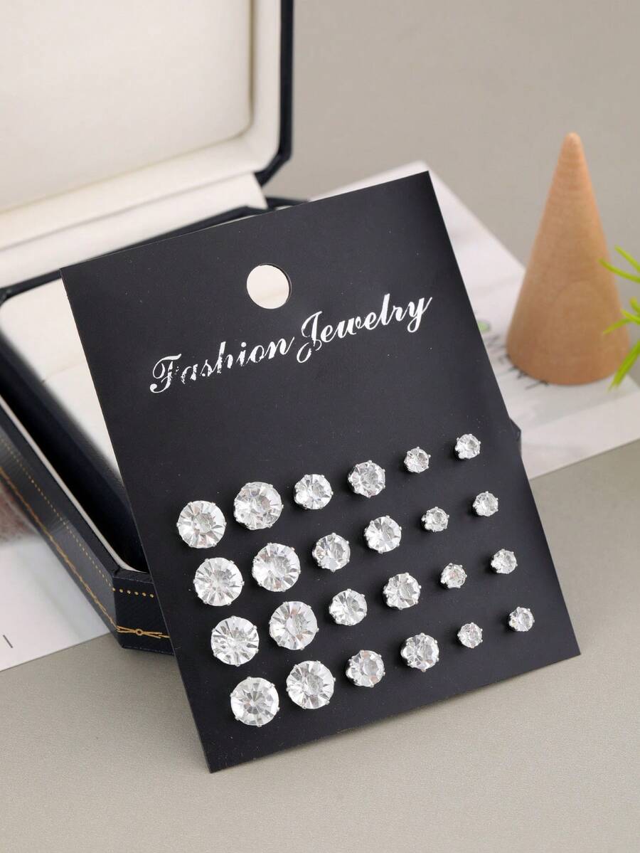 24 piezas Juego de aretes pequeños de acero inoxidable con diseño lindo y de moda, regalo de graduación de estilo dulce para estudiantes, aretes pequeños versátiles y de alta calidad para uso diario, unisex