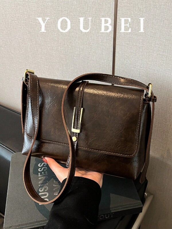 Fashionable Casual Solid Color Square Flap Bag (Accessories Not Included), Suitable For University/College Classroom, Commuting, Work, Office, Festivals, Holidays, Parties, Traveling And Other Occasions. Designed For Women, Applicable For Career Starters, Office Ladies, Teenagers, College Students, And Young Girls