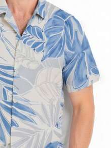 Men's Retro Old Money Style Digital Print Summer Short-Sleeved Shirt Fashionable Casual Versatile