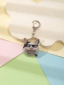 1pc New Acrylic Strange Cute Meme Cat&Dog Cool Cat/Heart Shape Cat/Smiling Cat/Poor Crying Cat/Funny Interview The Cat/Wronged Lie Flat Fat Cat/Thumbs-Up Cat/Keychain Pendant/Backpack Ornament /School Bag Accessories/Purse Pendant/Friend's Gifts Car Accessories Bag Charm - Multicolor - View 20