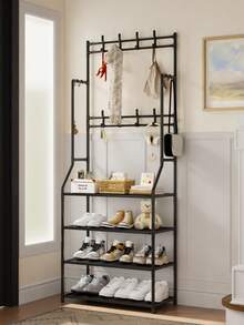 1pc Multi-Tier Shoe Rack, Home Entryway Shoe Shelf Organizer, Multifunctional Shoes & Hat Storage Rack - Multicolor - View 3