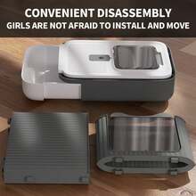 Large Cat Litter Box Self Cleaning Pan Drawer Anti-Splashing Cat Potty Tray,Foldable Cat Litter Box, Fully Enclosed Litter Box With Lid, Covered Kitty Kitten Litter Boxes Enclosure With Scoop, Odor Control, Easy To Clean, 3 Modes For Cat Up To 12 Lbs - Grey - View 10