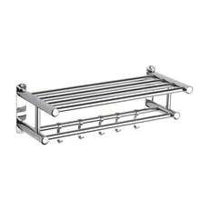 Double Chrome Towel Rail Holder Wall Mounted Bathroom Rack Shelf Stainless Steel - Silver - View 7