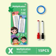 1pc (15 Sheets) Reusable Arithmetic Game Cards With Addition, Subtraction, Multiplication And Division, Interesting Card Game