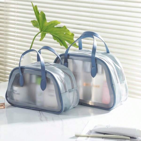1pc Trapezoidal Wet/Dry Separation Toiletry Bag, Large Capacity Women Travel Organizer Bag, Waterproof Swimming/Shower Bag