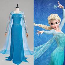 Frozen Princess Skirt Long Sleeve Adult Sequin Strapless Skirt Cosplay Princess Skirt Performance Costume
