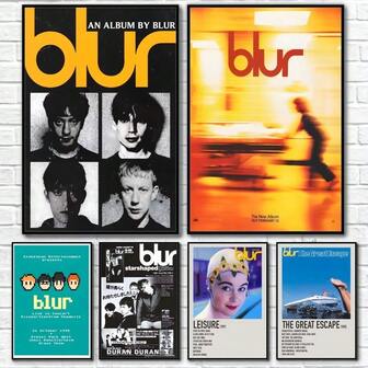 1pc /3pcsWall Arts Posters Optional Frame/Framed B-Blur Band Rock Roll Band Retro Poster Sticky Wall Art Printing Waterproof Home Living Bed Room Bar Aesthetic Decor