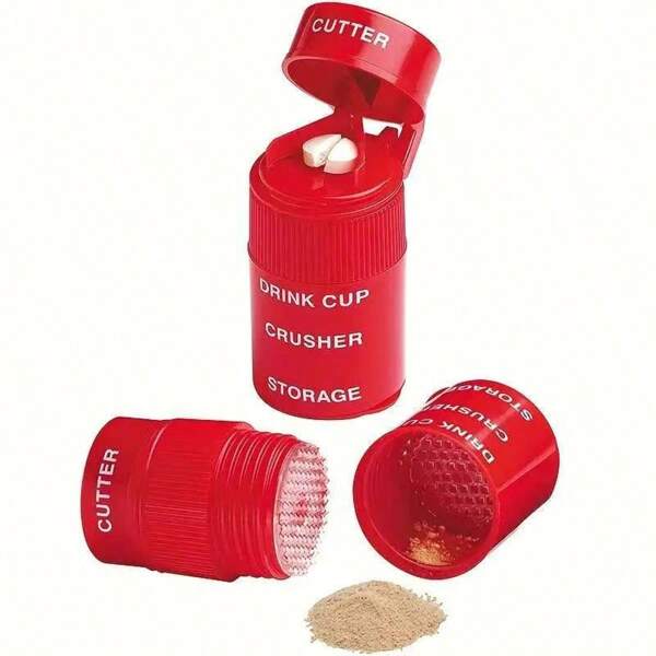 1 multifunctionele pillensnijder, handige 3-in-1 pillendoos, grinder, gebruiksvriendelijke draagbare pillendoos