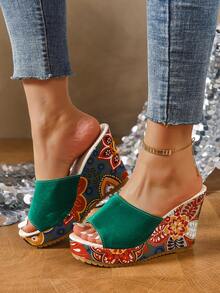 Nuevas sandalias de cuña con plataforma, cómodas y versátiles, de moda para mujer - Verde - Ver 2