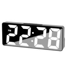 Modern LED Digital Alarm Clock With Temperature Display, Adjustable Brightness, 12/24H Format, Rectangular Black Design, Suitable For Bedroom Or Home Office Decor (Batteries Not Included), Living Room Clock Home Decor Back To School Room Decor School Supplies