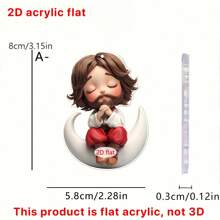 1 pièce Décoration acrylique créative mignonne en 2D de Jésus avec un élément d'agneau et de lune, convient pour la décoration de la maison, la décoration de la chambre, le rétroviseur de la voiture, le sac d'école, etc. En tant qu'ornement décoratif artistique, convient comme cadeau de fête pour la famille et les amis. Décoration murale de chambre, décoration scolaire, décoration de dortoir, retour à l'école