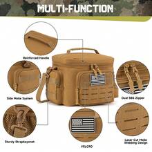 Tactical Lunch Bag For Men, Heavy Duty Lunch Insulator, Leak Proof, Durable For Office, Camping, Picnic, Water Bottle With MOLLE Webbing. - 卡其色 - View 2