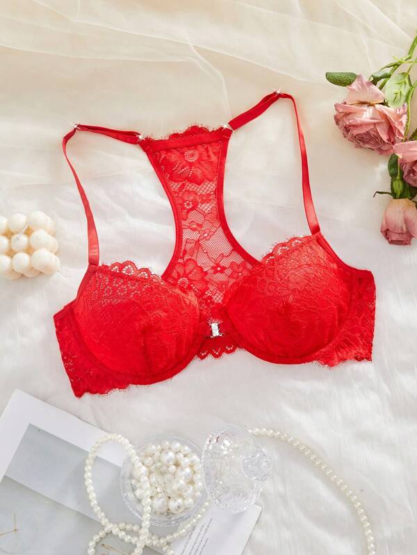 Sexy & Durable Lace Trim Elegant Backless Front Closure Bra, Sexy & Breathable Push-Up Bra, Comfortable Ladies Underwear