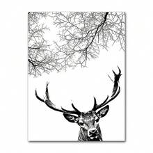 1 件客厅抽象墙海报羽毛叶蒲公英花帆布画现代黑白艺术家居礼物可选框架 - 彩色 - 查看 90