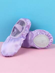 Kids/Toddler Satin Ballet Dance Shoes, Indoor Soft Bottom Princess Slippers, Full Elastic Comfortable Durable Slip-On, Suitable For Dance Practice, Pink