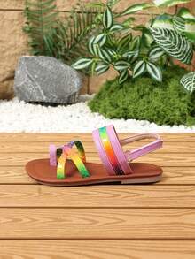 Cute Girls' Pink Soft Sole Non-Slip Sandals, Multiple Colors, Popular Kids Summer Shoe - Purple - View 5