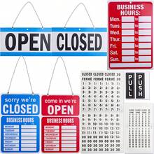 AGNURCADE Business Hours Open Closed Sign Push Pull Door Signs Bundle Office Hour Sign Kit With Adhesive Number Sticker Set For Window Hotel Store Restaurant Bar Salon Retail Shops - Nhiều màu - Xem 1