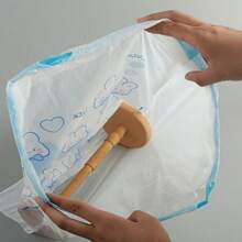 50/100Pcs Cute Cartoon Blue Heart Rabbit Print Drawstring Garbage Bags, Thickened Reusable Kitchen Trash Bags