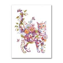 1pc Colorful Cat Dog Rabbit Tiger Animal Canvas Painting Nursery Poster Wall Art Printing Pink Flower Pictures Kid Room Optional Frame ,Wall Art With Frame