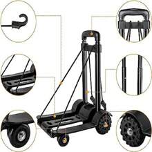 Folding Hand Trucks 75kg Adjustable Heavy Duty Folding Lightweight Sack Barrows Noiseless Industrial-Warehouse Hand Trolley For Lifting Luggage Personal Travel Auto Moving And Office