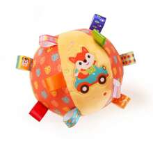 1PC Baby Plush Grip Ball With Bell - Soft Polyester, Mixed Colors - Soft Plush Sensory Ball Toy For Early Educational, Ribbon Tag Ball For Baby Kids Toddlers Infants, Ideal Birthday Gift