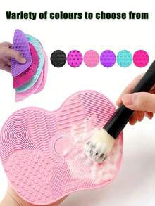 硅胶擦洗垫、带吸盘的硅胶刷垫、粉扑刷垫、化妆刷清洁垫、美容刷清洁工具、便携式擦洗垫、多用途清洁垫、可分区清洗、壁挂式吸盘设计