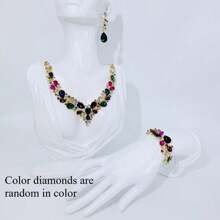 Set Of Luxury Elegant Women Jewelry Set, Fashionable Necklace Earrings Bracelet 4pcs, Suitable For Bride Wedding, Gala, Formal Occasion