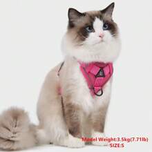 No Pull Dog Harness And Leash Set Adjustable Pet Harness Vest For Small Dogs Cats Reflective Mesh Dog Chest Strap French Small Bulldog Rose Red