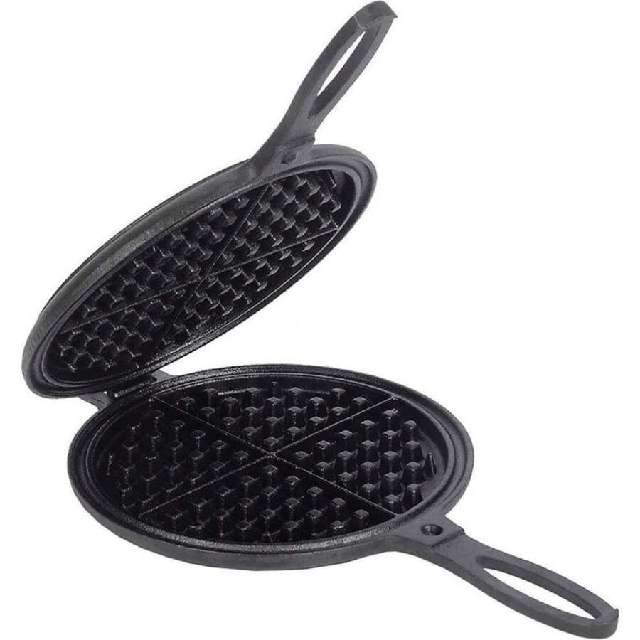 Lehman's Cast Iron Waffle Maker, Pre-Seasoned Stovetop 2 Pc Pan Makes 7 Inch - 1 - View 1