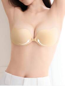 Invisible Push-Up Bra, Women's Backless Strapless Bra, Seamless Self-Adhesive Silicone Nipple Covers, Breast Petals, Bridal Lingerie - Apricot - View 8