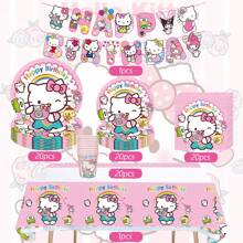Sanrio 90pcs Sanrio Hello Kitty Party Supplies,Included Birthday Banner,Hanging Vortex,Plates,Napkins,Tablecloth For Hello Kitty Birthday Party Decorations,For Hello Kitty Party Decorations,Hello Kitty Birthday Party Decorations,Hello Kitty Party Decorations