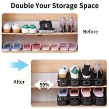 Adjustable Shoe Slots Organizer, Easily Stackable, Home Storage Solutions For Entryway, Hallway, Living Room, Bedroom, Bathroom