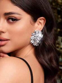 1 Cặp Hoa tai pha lê cổ điển thời trang Châu Âu và Mỹ cho phụ nữ - Bạc - Xem 12