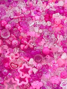 50/100g Cuentas acrílicas de colores variados, en formas de flores, lazos, estrellas y corazones, para hacer joyas, pulseras, collares, cadenas de teléfono móvil y accesorios hechos a mano