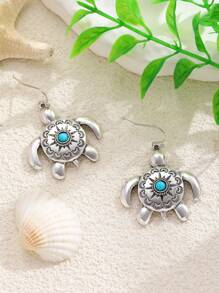 1 par de pendientes con diseño de tortuga para mujer, joyería de moda delicada y linda, regalo de cumpleaños u ocasiones festivas adecuado para uso diario y reuniones