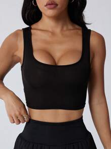 1pc Women's Fitted Ribbed Spaghetti Strap Camisole Sleeveless Casual Vest Tank Top, Summer