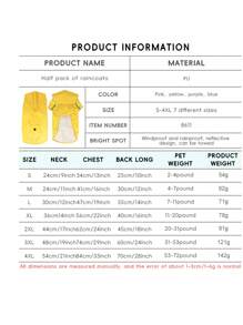 Reflective Dog Rain Poncho, Convenient Outdoor Pet Rain Jacket