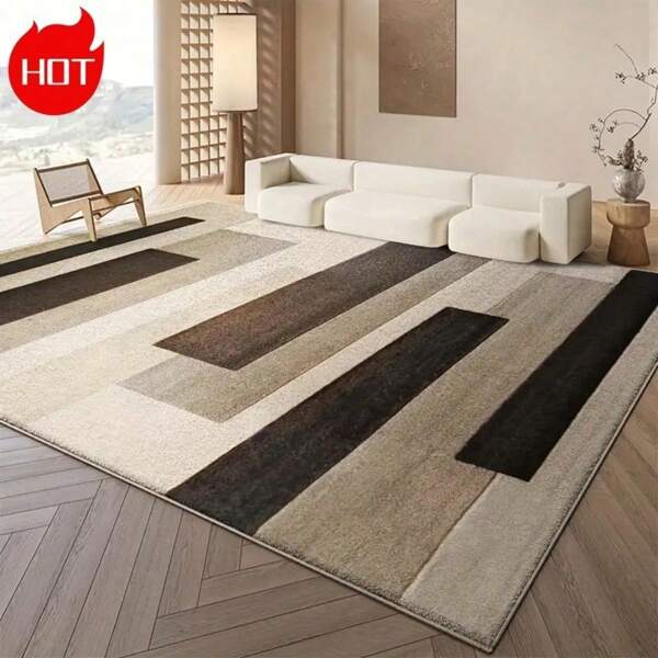 Velvet 1000g/M², Luxurious Velvet Area Rug, Personalized Geometric Lines, Retro Floral Fashion Patchwork, Premium Machine-Washable, Upgraded Version Features Thickened And Denser Material, Fade-Resistant, Modern Carpet Room Decor Bathroom Accessories Back To School