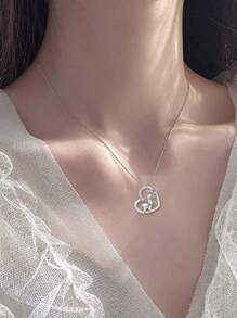 1 pieza Collar con dije en forma de corazón de alpaca linda, crystal falso, apto para uso diario y regalo de cumpleaños