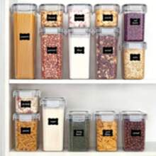 THELIFE Set Di 15 Contenitori Per Alimenti Ermetici Per Organizzare Cucina E Dispensa, Senza Bpa, Barattoli In Plastica Con Coperchio, Perfetti Per Cereali, Farina E Zucchero - Etichette Bonus, Marcature - Lavabile In Lavastoviglie